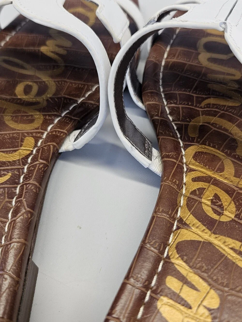 Sam Edelman Bay Sandals Slides White Leather Womens 10 Vacation Capsule Resort - Picture 6 of 10